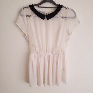 Sheer Cream Peplum Top